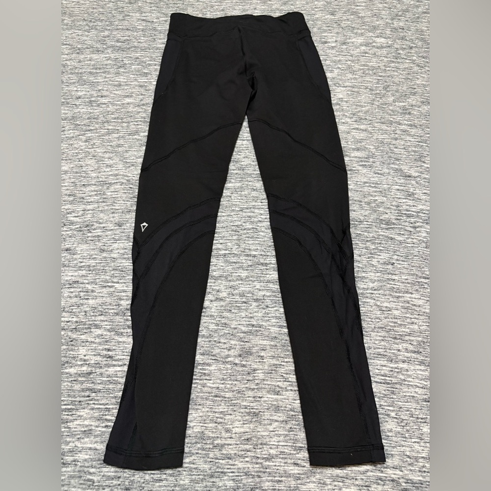 Ivivva Girls Leggings Size 14 Black with Mesh Cutouts